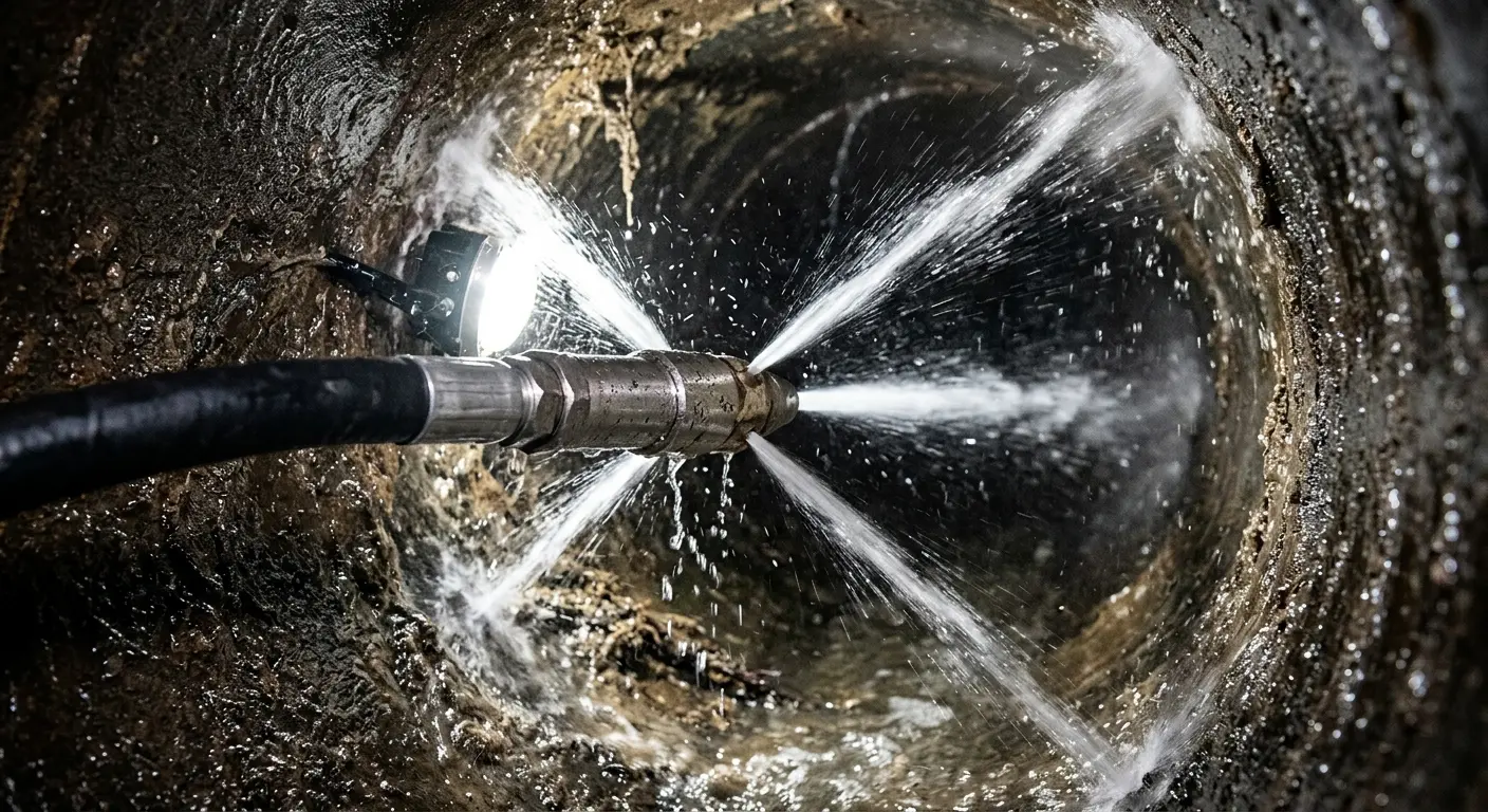 High-pressure hydro jetting nozzle cleaning sewer pipe for Emergency Drain Service in Winnemucca